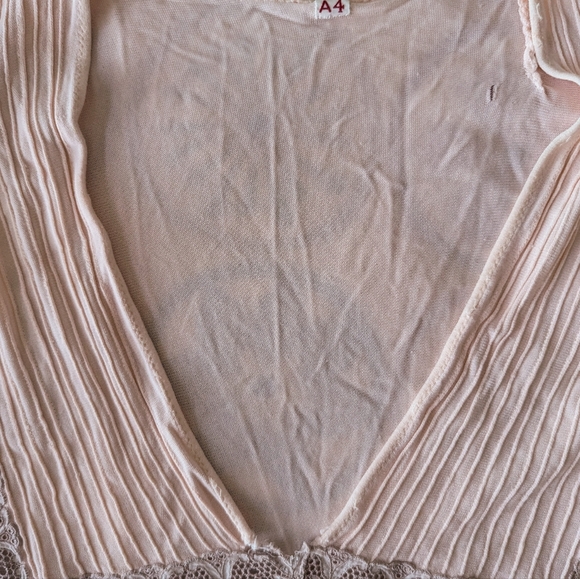 Vintage 70s Pale Pink Silky Floral Lace Nightie Lingerie Maxi Dress M Bohemian - Picture 6 of 6